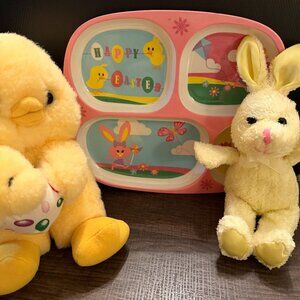 Kids 4 Section 2009 Melamine Easter plate; '94 Ducky w/chick; Bunny yellow satin